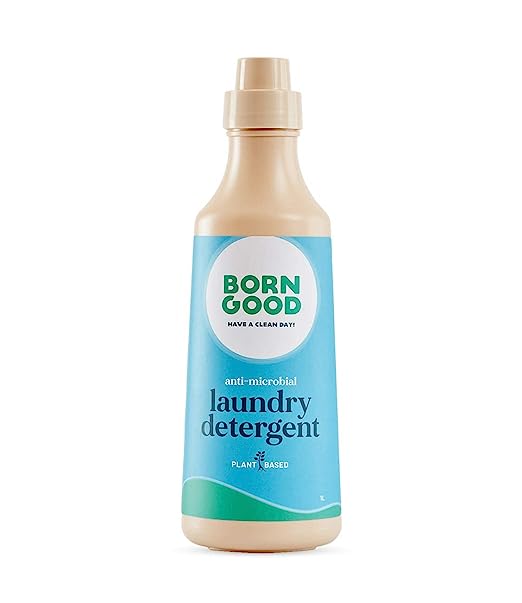 Born Good Plant Based Anti Microbial Liquid Detergent | Biodegradable, Non-Toxic, Eco-Friendly | Baby Safe, Skin Safe | Front, Top load, Hand-wash | No LABSA, No Phosphates, No Sulphates | 1 L Bottle image 1