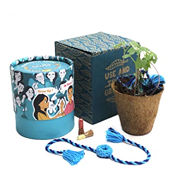 bioQ plantable Rakhi (eco-friendly + hand-made) for brother | Design: Blue Ring | Seed : Morning Glory | Planting kit included image 1