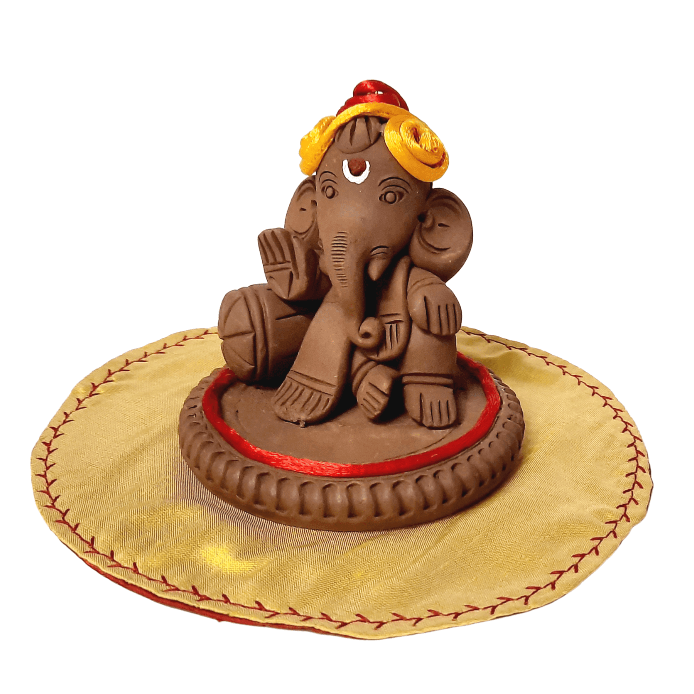 GMN6: Miniature Eco Ganesh Idol – Aaraam with Accessories- 2.5″