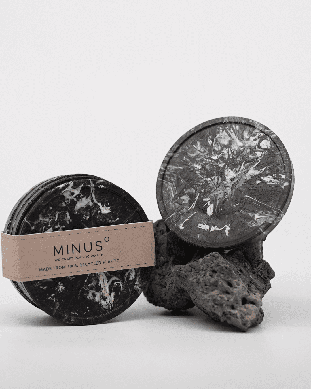 Handcrafted Recycled Coaster I Stone Black I set of 4